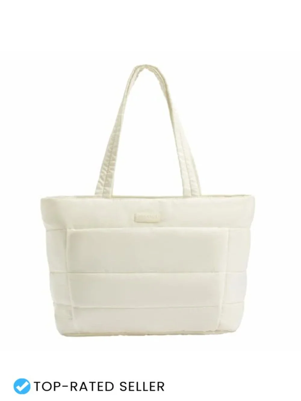 Quilted Nylon Puffer Tote Bag with Zipper, 20L Large Capacity, Fits 15.6